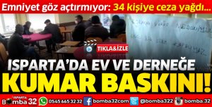 ISPARTA'DA EV VE DERNEĞE KUMAR BASKINI: 34 KİŞİYE CEZA YAĞDI