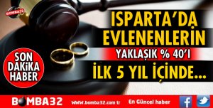 ISPARTA'DA EVLENENLERİN YAKLAŞIK  %40'I İLK 5 YILDA BOŞANIYOR