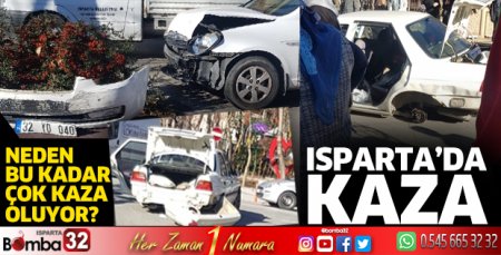 Isparta'da iki otomobil çarpıştı