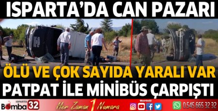 Isparta'da işçileri taşıyan minibüs ile patpat çarpıştı
