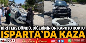 Isparta'da kazada araç ters döndü