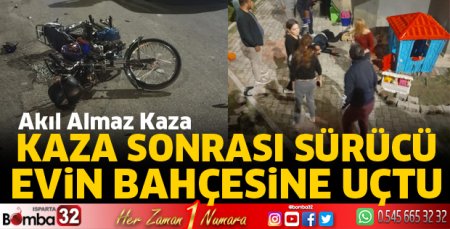 Isparta'da kazada sürücü bahçeye uçtu