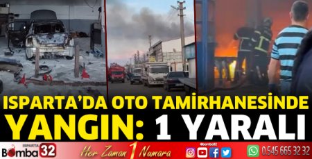 Isparta'da oto tamirhanesinde yangın