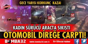 ISPARTA'DA OTOMOBİL DİREĞE ÇARPTI