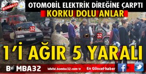 ISPARTA'DA OTOMOBİL ELEKTRİK DİREĞİNE ÇAPRTI