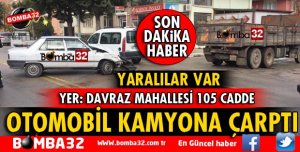 ISPARTA'DA OTOMOBİL KAMYONA ÇARPTI