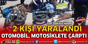 ISPARTA'DA OTOMOBİL MOTOSİKLETE ÇARPTI