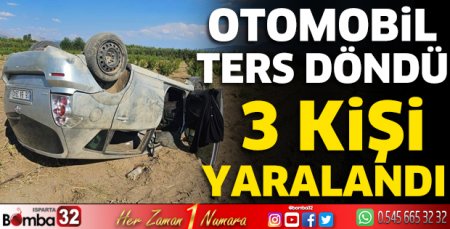 Isparta'da otomobil ters döndü 