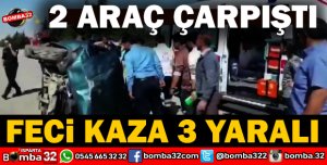 ISPARTADA TRAFİK KAZASI 2 ARAÇ ÇARPIŞTI 3 KİŞİ YARALANDI