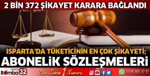 Isparta'da tüketicinin en çok şikayeti; Abonelik Sözleşmeleri  