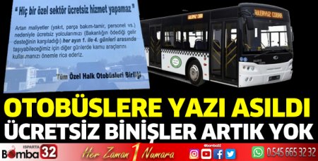 Isparta'da ücretsiz binişler artık yok