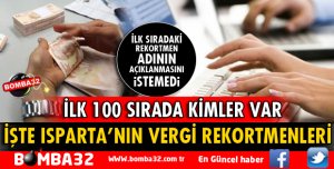 ISPARTA'DA VERGİ REKORTMENLERİ AÇIKLANDI