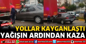 ISPARTA'DA YAĞIŞ SONRASI KAZALAR MEYDANA GELDİ