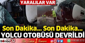 Isparta'da yolcu otobüsü devrildi