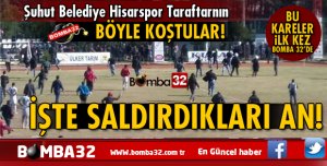 İŞTE ŞUHUT BELEDİYE HİSARSPOR TARAFTARLARININ SALDIRI ANI BOMBA 32 DE