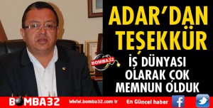 ITB BAŞKANI AHMET ADAR'DAN TEŞEKKÜR