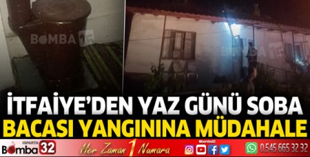 İtfaiye'den yaz günü soba bacası yanına müdahale