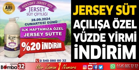 Jersey Süt açılışa özel yüzde 20 indirim 