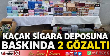 Kaçak sigara deposuna baskında 2 gözaltı
