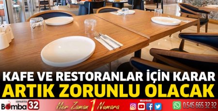 Kafe ve restoranlar için karar