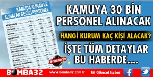 KAMUYA 30 BİN PERSONEL ALINACAK