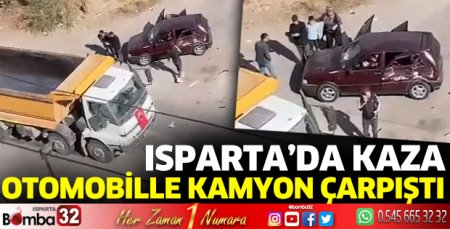 Kamyon ile otomobil çarpıştı