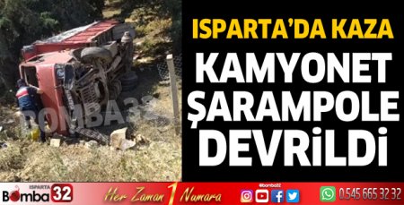 Kamyonet şarampole devrildi