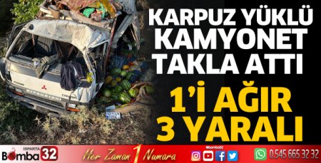 Kamyonet takla attı 3 yaralı