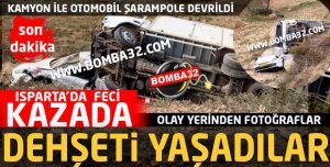 KAMYONET VE OTOMOBİL ŞARAMPOLE YUVARLANDI