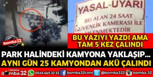 KAMYONUNDAN 5 KEZ AKÜSÜ ÇALINDI