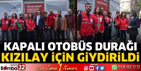 Kapalı otobüs durağı Kızılay için giydirildi