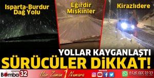 Kar yağışı ile sürücüler zor anlar yaşıyor