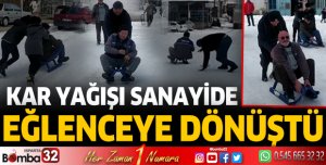 Kar yağışı sanayide eğlenceye dönüştü