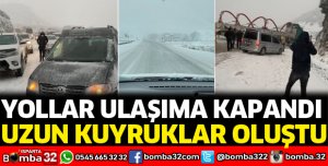 KAR YAĞIŞI SONRASI SÜRÜCÜLER ZOR ANLAR YAŞADI