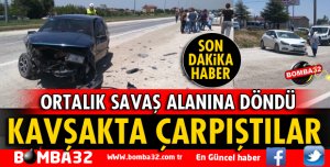 KAVŞAKTA ÇARPIŞTILAR! KORKUNÇ KAZA