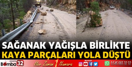 Kaya parçaları yollarda tehlike oluşturdu
