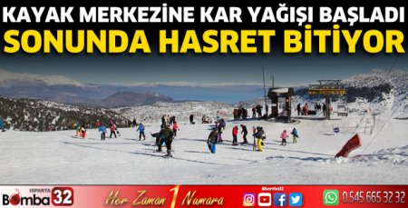 Kayak merkezine kar yağışı başladı