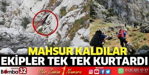 Kayalıklarda mahsur kalan hayvanlar kurtarıldı