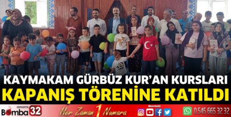 Kaymakam Gürbüz Kur’an kursları kapanış töreninde katıldı