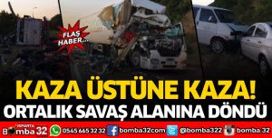 Kaza üstüne kaza! Ortalık savaş alanına döndü