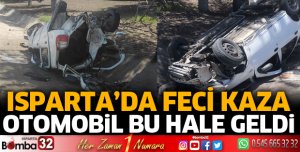 Kazada otomobil hurdaya döndü