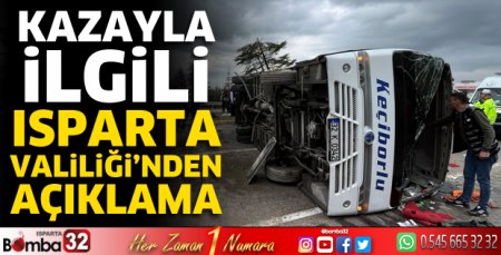 Kazayla ilgili Isparta Valiliğinden açıklama