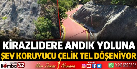 Kirazlıdere Andık yoluna şev koruyucu çelik tel döşeniyor