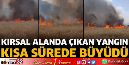Kırsal alanda çıkan yangın kısa sürede büyüdü  