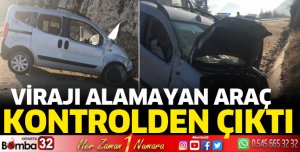 Kontrolden çıkan araç kaza yaptı