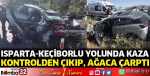 Kontrolden çıkan cip ağaca çarptı