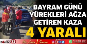Kontrolden çıkan otomobil bariyerlere çarptı 