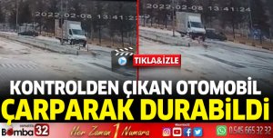 Kontrolden çıkan otomobil çarparak durabildi