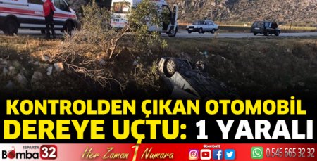 Kontrolden çıkan otomobil dereye uçtu 