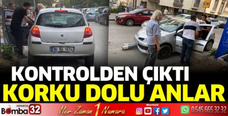 Kontrolden çıkan otomobil kaldırıma çıktı
